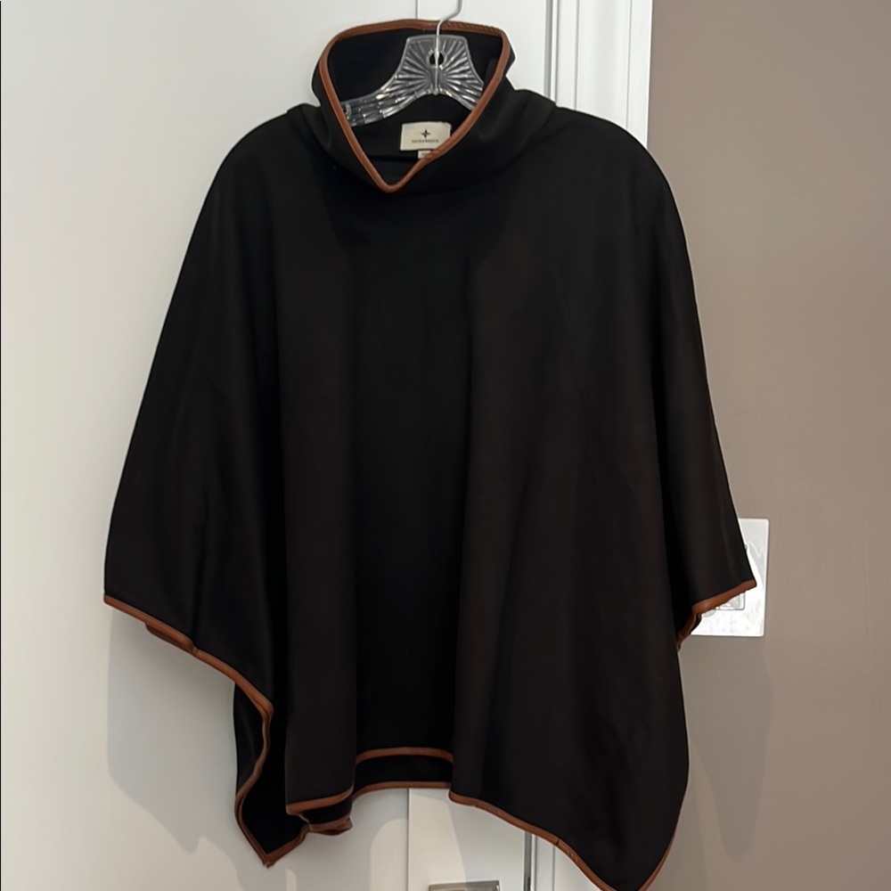 Tuckernuck Black Poncho with Brown Trim